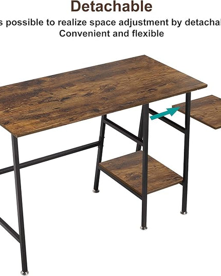 VECELO 43 Inch Home Office Computer Easy to Assemble Simple Table Modern Student Study Desk,Water Proof, Walnut+black leg - LeafyLoom