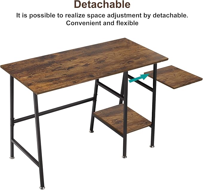 VECELO 43 Inch Computer, Writing Home Office Hutch Workstation with Shelf Storage Desk 43", New Walnut - LeafyLoom