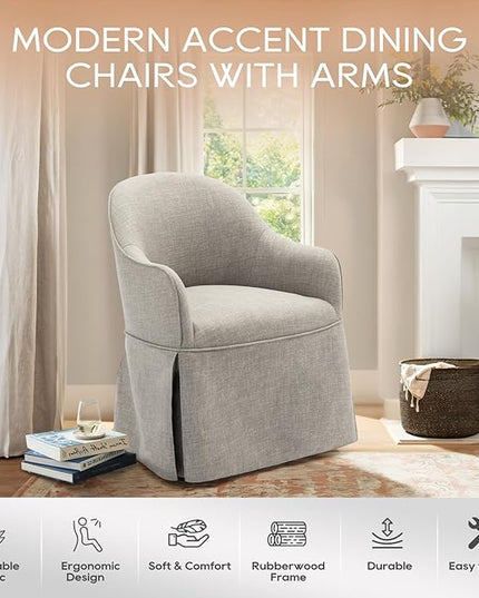 COLAMY Modern Accent Dining Chairs Set of 2, Barrel Accent Armchairs, 20 Inch Dining Accent Chairs with Cover, Fabric Dining Chair for Kitchen,Dining Room,Living Room,Dinner Party, Light Grey - LeafyLoom