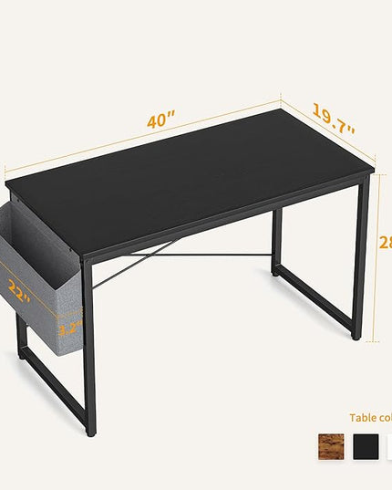 Cubiker Computer Desk 40 inch Home Office Writing Study Desk, Modern Simple Style Laptop Table with Storage Bag, Black - LeafyLoom