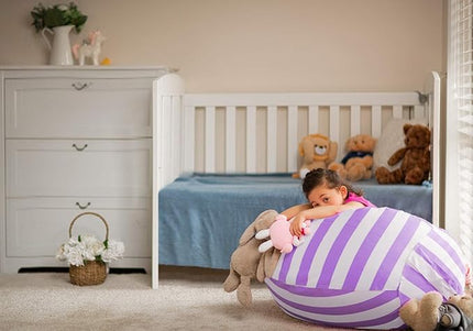 Wekapo Stuffed Animal Storage Bean Bag Chair Cover for Kids | Stuffable Zipper Beanbag for Organizing Children Plush Toys Large Premium Cotton Canvas - LeafyLoom