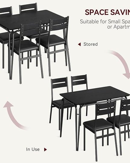Dining Table for 4, Small Table and Chairs Set of 4, Square Dinette Set for 4, Dinner Table Set, 3 Piece Kitchen & Dining Room Sets for Small Space, Apartment (Black, Dining Table with 4 Chairs) - LeafyLoom