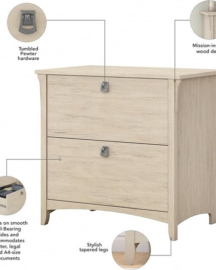 Bush Furniture Salinas Lateral File Cabinet, Farmhouse 2 Drawer File Cabinet for Home Office - LeafyLoom