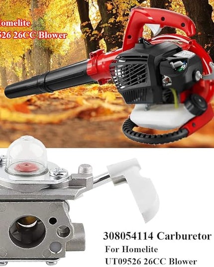 308054114 Carburetor for Homelite 26B Leaf Blower UT09526 308054075 with Carburetor Adjusting Tool Air Filter Primer Bulb - LeafyLoom