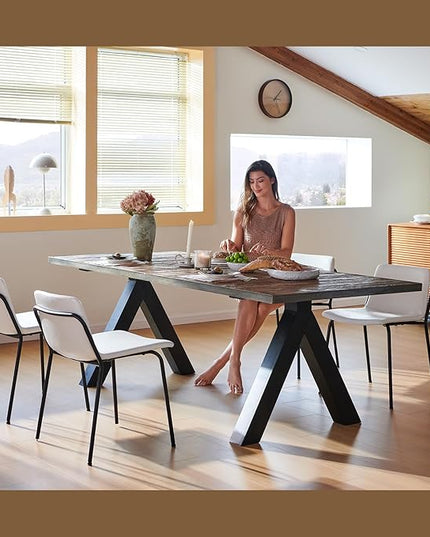 COLAMY PU Leather Dining Chairs Set of 6, Modern Dining Room Kitchen Side Chair with Metal Legs for Home/Living Room/Bedroom/Office, White - LeafyLoom