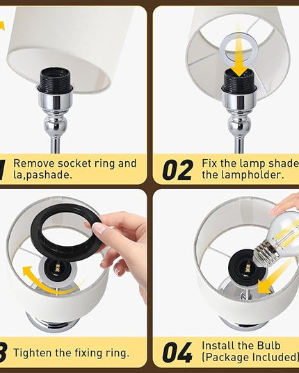 Cordless LED Table Lamp, 6000mAh Rechargeable Bedside Night Lamp for Bedroom, Portable Touch Stepless Dimmable Battery Operated Lamp, Ambient Light for Patio Restaurant(Chrome H) - LeafyLoom