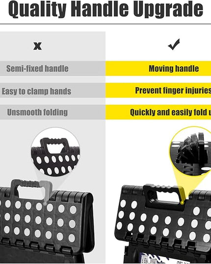 Delxo 17.5 Inch Folding Step Stool, Heavy Duty Foldable Stool for Adults,Premium Portable Collapsible Plastic Step Stool,Non Slip Folding Stools for Kitchen Bathroom Bedroom Up to 400LBS,(Black 1PC) - LeafyLoom