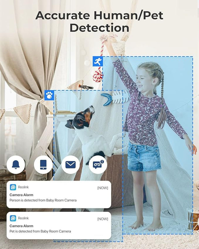 REOLINK 2K Indoor Security Camera E1, Plug-in 2.4G Wireless WiFi for Baby/Pet Monitor with Phone app, 360 Degree Dog Camera with Person/Pet Detection, Night Vision, 2-Way Talk, Local Storage REOLINK