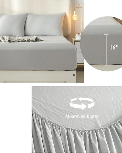 Luxury Soft King Size Sheet Set - Breathable & Cooling Sheets - Hotel Quality Bed Sheets King - Extra Soft - Deep Pockets 16 Inch - Easy Fit - 4 Piece Set - Wrinkle Free King Sheets,Light Grey - LeafyLoom
