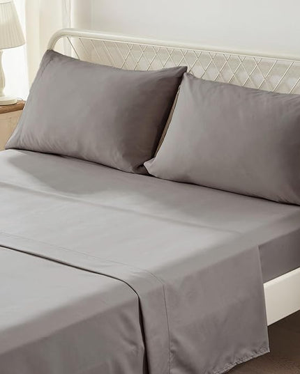 Anluoer Twin Comforter Set 5 Piece, Grey Bed in a Bag with Sheets, All Season Ruffle Shabby Chic Bedding Sets with 1 Comforter, 1 Pillow Sham, 1 Pillowcase, 1 Flat Sheet, 1 Fitted Sheet - LeafyLoom