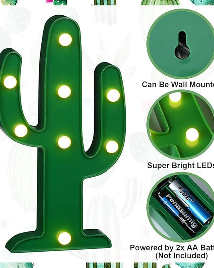 8 Pcs LED Night Light Cactus Night Table Lamp Cactus Party Decorations Cute Mini Cactus Lamp LED Cactus Light for Bedroom Garden Home Cinco De Mayo Mexican Party Decor Gift (10 x 5.71 x 1.1 In) - LeafyLoom