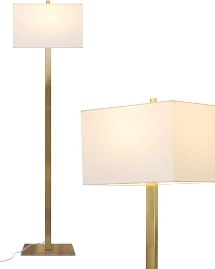 Brightech Stella Mid-Century Modern Standing Lamp, Contemporary Lamp for Living Rooms & Offices, LED Floor Lamp for Reading and Work, Excellent Tall Lamp with Heavy Base for Living Room Décor - Brass - LeafyLoom