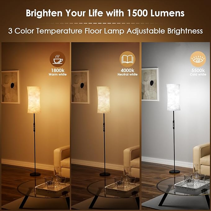 2PC RGB Corner Floor Lamp - 67” Modern Tall Standing LED Light with Remote Touch Switch - 1800K-5500K Ambiance Color Changing Dimmable Floor Lamps for Living Room Bedroom Office Gaming Room NEW - LeafyLoom