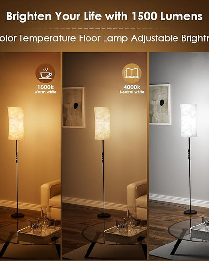 RGB Corner Floor Lamp - 67” Modern Tall Standing LED Light with Remote Touch Switch - 1800K-5500K Ambiance Color Changing Dimmable Floor Lamps for Living Room Bedroom Office Gaming Room New - LeafyLoom