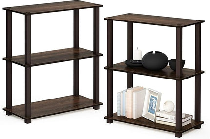 Furinno Turn-S-Tube 3-Tier Compact Multipurpose Shelf 2-Pack, Walnut/Brown - LeafyLoom