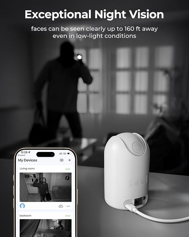 FOSCAM Home Security Camera R4S 4MP(2K) WiFi Camera, 2.4/5GHz Wireless IP Indoor Camera with AI Human Detection & Sound Detection, 33ft Night Vision, 2-Way Audio,Compatible with Alexa, White Foscam