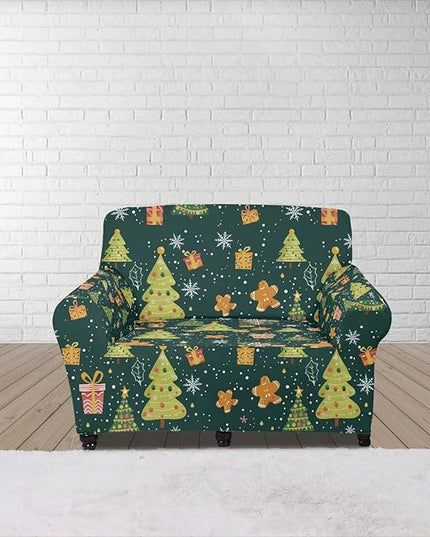 FKELYI Christmas Tree Sofa Couch Cover Comfortable Furniture Protector with Elastic Bottom Stretch Sofa Slipcover for Living Room S FKELYI