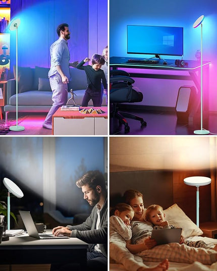 Floor Lamp, 42W 3700LM Modern Torchiere Sky LED Lamps, Super Bright Tall Standing Pole Light with Remote, 5 Color Temperature, Memory Function&Touch Control for Living Room Bedroom Office, Mint Green - LeafyLoom