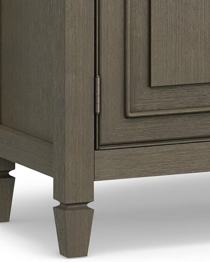 SIMPLIHOME Connaught SOLID WOOD 40 inch Wide Traditional Entryway Storage Cabinet in Farmhouse Grey for the Living Room, Entryway and Family Room - LeafyLoom