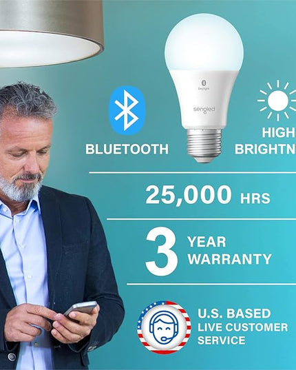 Sengled Alexa Light Bulbs, 75W Equivalent, S1 Auto Pairing with Alexa Devices, Smart Light Bulb that Work with Alexa, Bluetooth Mesh Smart Home Lighting, ‎Daylight 5000K, No Hub Required, 4-Pack Sengled