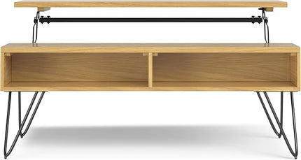 SIMPLIHOME Hunter Lift Top Coffee Table, 48 inch, Oak Veneer - LeafyLoom