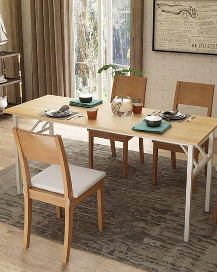 Folding Desk, 62 inch No Assembly Folding Desks for Small Spaces, Sturdy Foldable Computer Desk, Functional Home Office Desks, Study Writing Desk Office Table Workstation for Home Office Outdoor - LeafyLoom