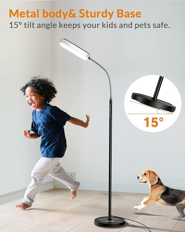 LEPOWER Floor Lamp, Eye-Caring LED Standing Lamp with 5 Color Temperatures, Stepless Dimmer & 3 Timer Function, Bright Adjustable Reading Lamp for Living Room, Office, Bedroom - LeafyLoom