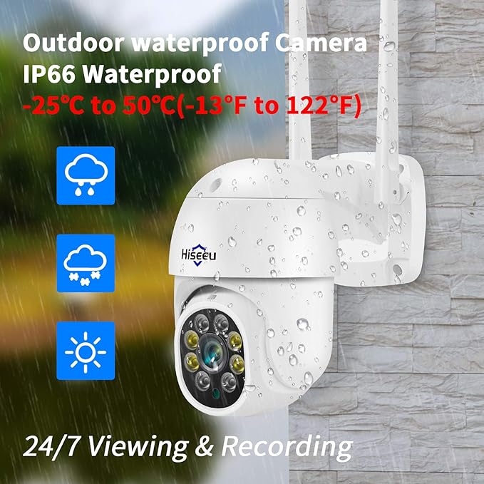 Hiseeu 5MP 360° Pan Tilt Camera WiFi Security Camera Outdoor Motion Tracking Floodlights Light Alarm,Color Night Vision,PC&Mobile Remote View,Two-Way Audio Security Camera Hiseeu