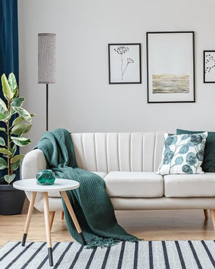 LED Floor Lamp Simple Design, Modern Floor Lamp with Shade, Tall Lamps for Living Room Bedroom Office Dining Room Kitchen, Black Pole Lamp with Foot Switch (with Bulb)(Gray Shade) - LeafyLoom