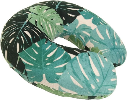 Adult Cozy Soft Microfiber Neck Pillow, Compact, Perfect for Plane or Car Travel, Monstera Leaf - LeafyLoom