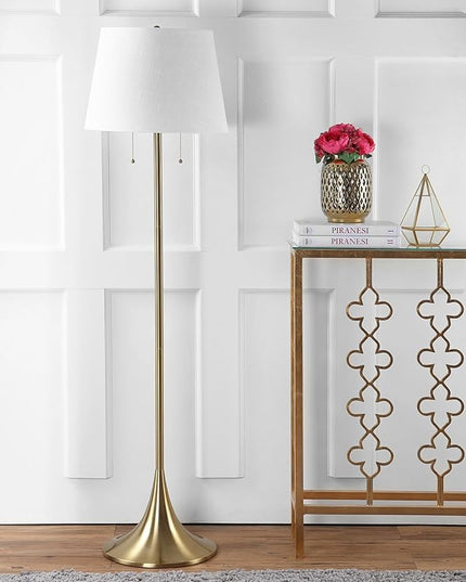 JONATHAN Y JYL3001A Amelia 63" Metal LED Floor Lamp, Modern, Contemporary, Glam, Elegant, Office, Living Room, Family Room, Dining Room, Bedroom, Hallway, Foyer, Brass - LeafyLoom