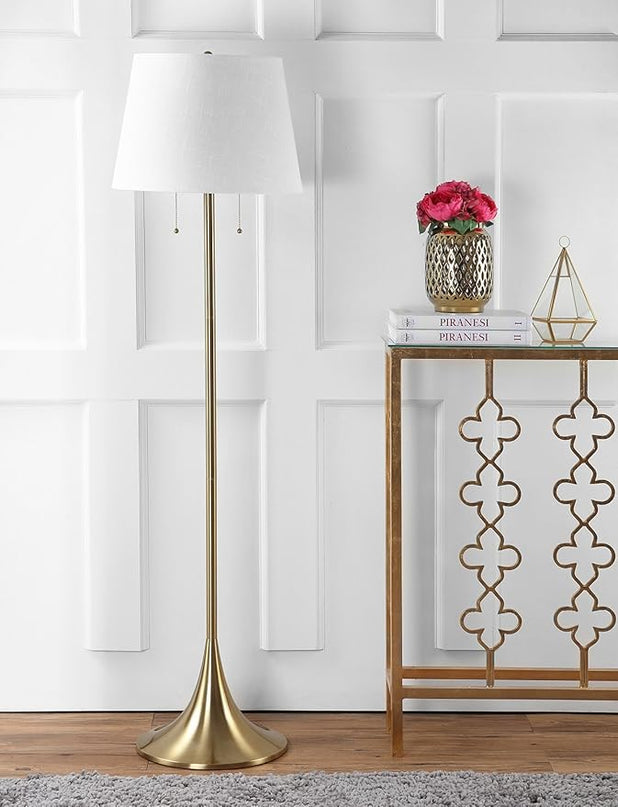 JONATHAN Y JYL3001A Amelia 63" Metal LED Floor Lamp, Modern, Contemporary, Glam, Elegant, Office, Living Room, Family Room, Dining Room, Bedroom, Hallway, Foyer, Brass - LeafyLoom