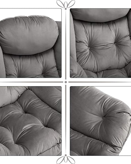 HollyHOME Fabric Lazy Chair with Foldable Ottoman, Accent Comfy Lounge Arm Chair and Folding Footrest Stool Set, Leisure Sofa Reading Chair and Footstool for Living Room, Bedroom, Dorm, Smoky Grey - LeafyLoom