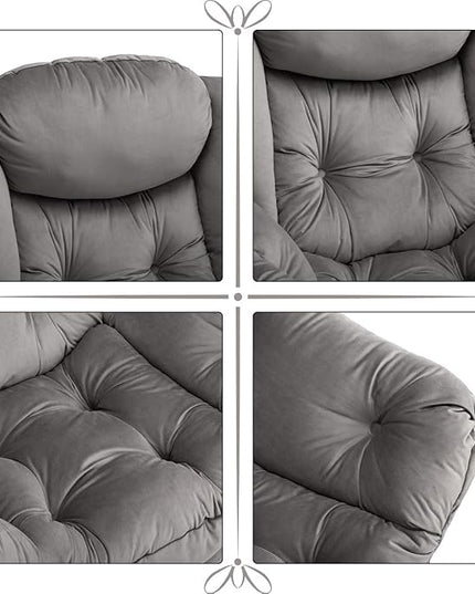 AbocoFur Modern Velvet Fabric Lazy Chair, Accent Contemporary Lounge Chair, Single Steel Frame Leisure Sofa Chair with Armrests and A Side Pocket, Thick Padded Back, Smoky Grey - LeafyLoom