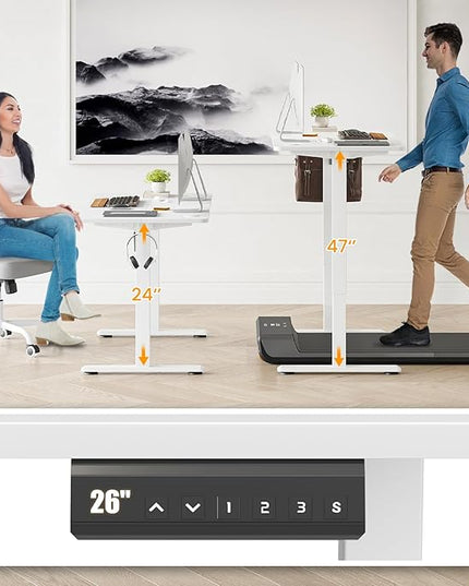 STARY Electric Memory Preset 40 x 24 Inches Adjustable Height Computer Workstation Sit Stand Home Office Desk with Splice Board, 4024, White Desktop/White Frame - LeafyLoom
