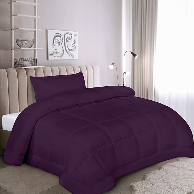 Utopia Bedding Twin Comforter Set Kids with 1 Pillow Sham, Bedding Comforter Sets, Down Alternative Plum/Purple Comforter, Soft and Comfortable, Machine Washable - LeafyLoom