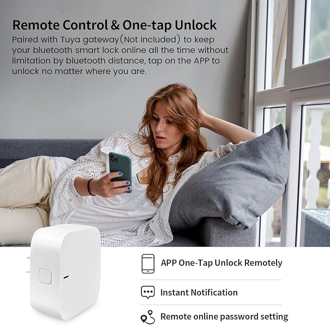 Wi-Fi Gateway for Tuya Smart Door Lock, Wi-Fi Bridge for Bluetooth Lock Remotely Control with Tuya/SmartLife App, Gateway Smart Hub Remote Control for Door Locks MakeYourHomeMoreElegantAndSafer