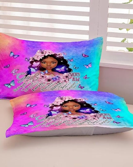Black Girl Comforter Set Full,Black Girl Magic Bedding Set,You are Beautiful Lady Bed Bedroom Set,African American Girl Inspirational Quotes Comforter Set - LeafyLoom