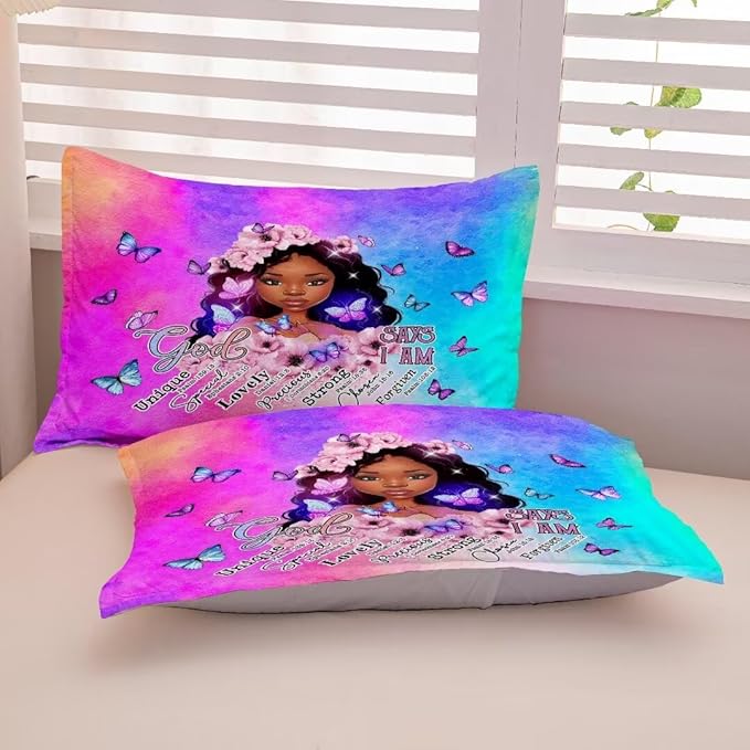 Black Girl Comforter Set Queen,Black Girl Magic Bedding Set,You are Beautifu Lady Bed Bedroom Set,African American Girl Inspirational Quotes Comforter Set - LeafyLoom