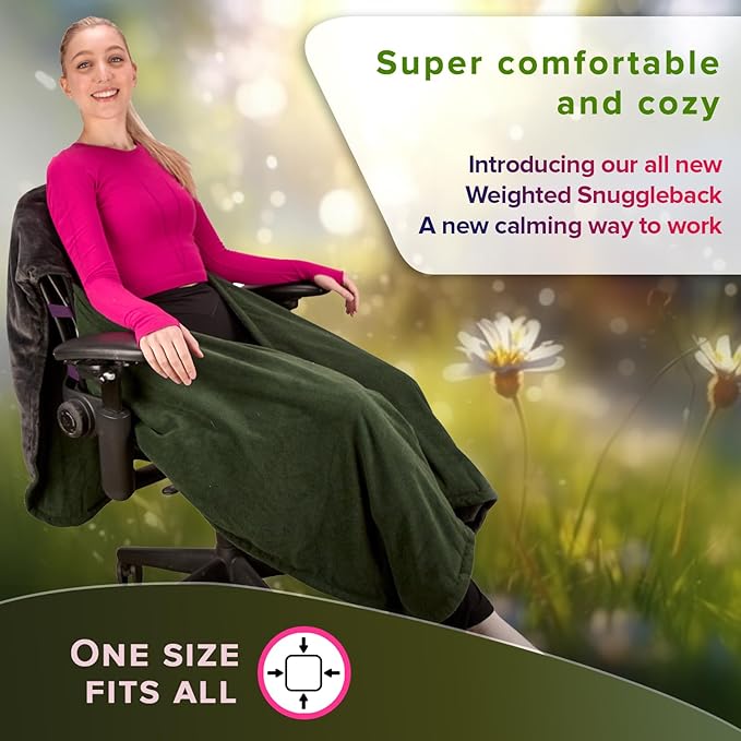 The Original Office Chair Blanket by SnuggleBack; Cozy Comfy Office Desk Chair Wrap Attaches for Convenient Heat and Hands-Free. Stay Warm In The Winter or Summer. Sherpa Fur Lining - LeafyLoom
