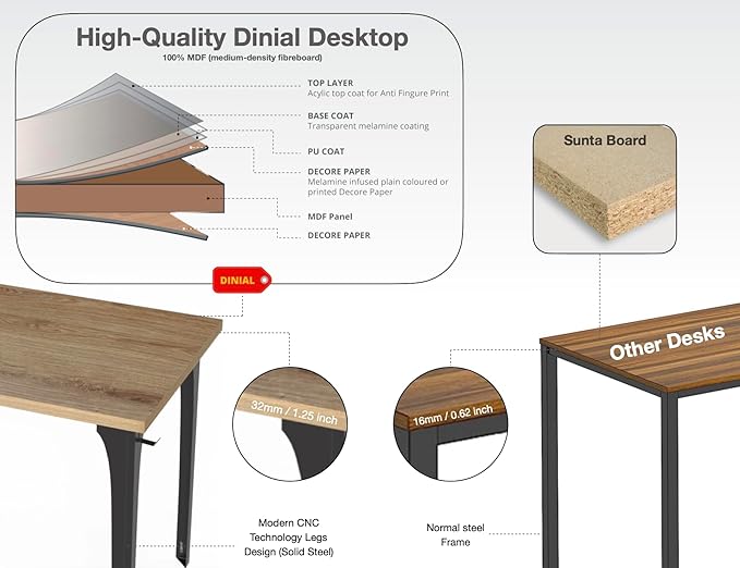 Home Office Computer Desk 35.4 inch gaming Desk, Modern and Minimalist home office desk, Home Office Desks, Study Desk, Craft table Black Metal Designed Frame, Natural Board Color. - LeafyLoom