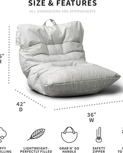 Big Joe Roma Bean Bag Chair, Moonstone Tessellation Lenox, Durable Woven Polyester, 3 feet - LeafyLoom