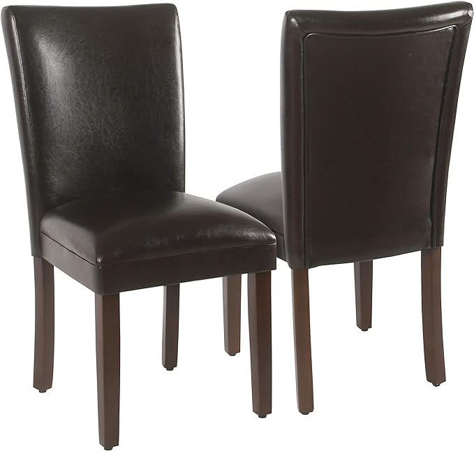 HomePop Dining Chair, Brown Faux Leather - LeafyLoom