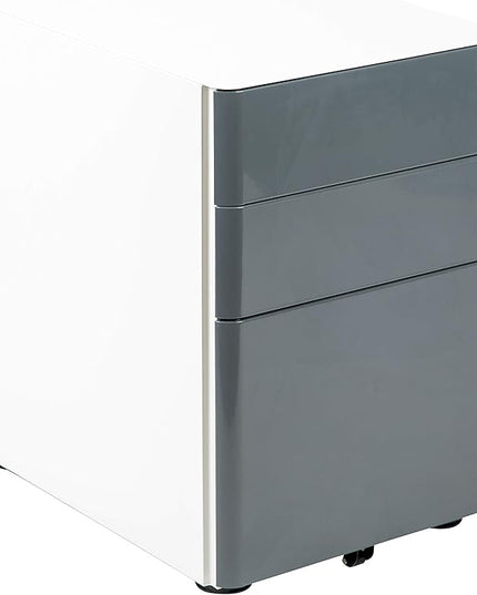 Flash Furniture Warner Modern 3-Drawer Mobile Locking Filing Cabinet with Anti-Tilt Mechanism & Letter/Legal Drawer, White with Charcoal Faceplate - LeafyLoom