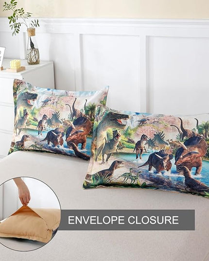 WINLIFE Dinosaur Bedding Full Comforter Set - Super Soft & Fun Jurassic Dino Pattern Bedding Comforter Set All Seasons for Boys Teens - Easy Wash Bed Set, 3D Dinosaur Print - LeafyLoom