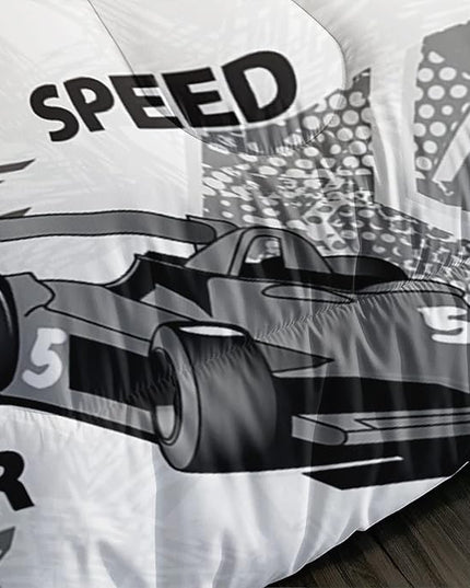 Axolotl Racing Car Comforter Set Queen Size,Extreme Sports Boys Bedding Set for Boys Teens Girls Car Racing Gifts,Race Cars Quilt Bed Set with 1 Comforter 2 Pillowcases,Multi Color - LeafyLoom