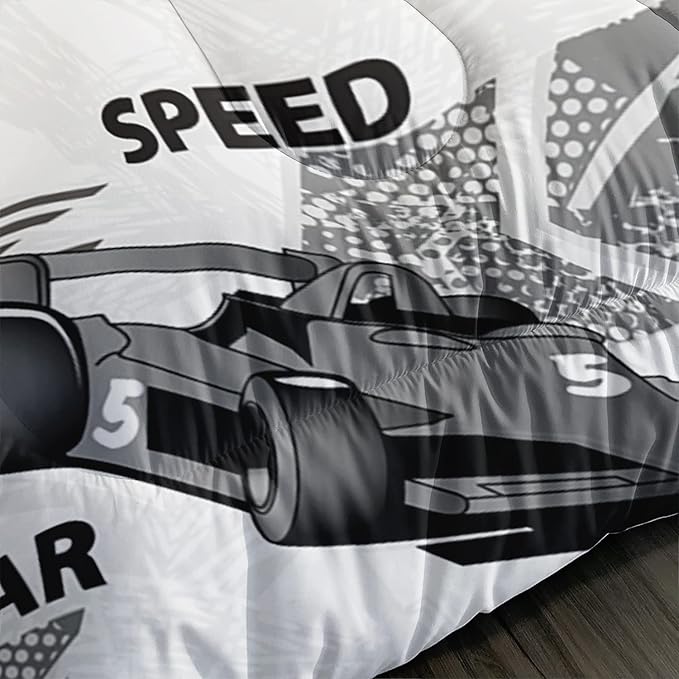 Axolotl Racing Car Comforter Set Queen Size,Extreme Sports Boys Bedding Set for Boys Teens Girls Car Racing Gifts,Race Cars Quilt Bed Set with 1 Comforter 2 Pillowcases,Multi Color - LeafyLoom