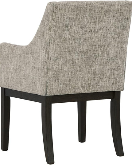 Signature Design by Ashley Burkhaus Traditional Dining Upholstered Arm Chair, 2 Count, Gray & Dark Brown - LeafyLoom