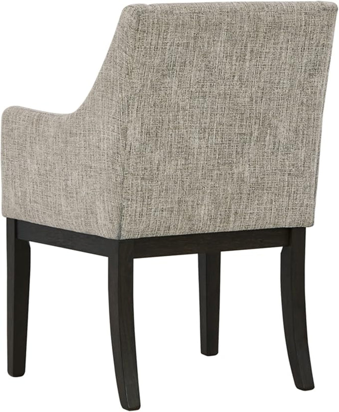Signature Design by Ashley Burkhaus Traditional Dining Upholstered Arm Chair, 2 Count, Gray & Dark Brown - LeafyLoom