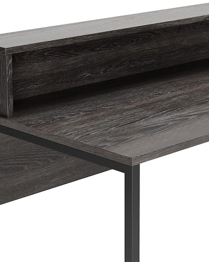 Signature Design by Ashley Freedan Modern Industrial Home Office Writing Desk, Dark Gray - LeafyLoom